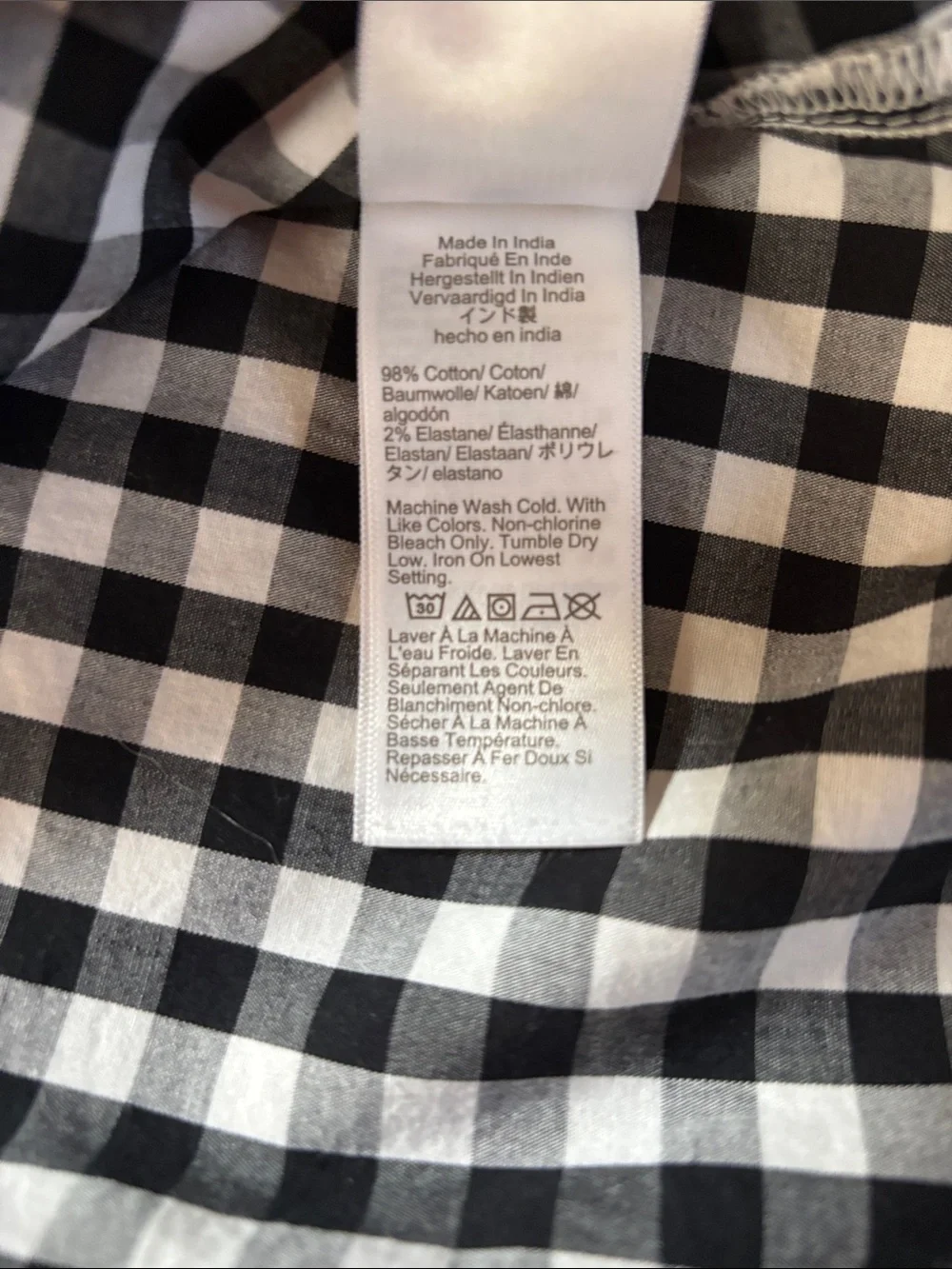 J. Crew Factory Black and White Gingham Button-Down Shirt
